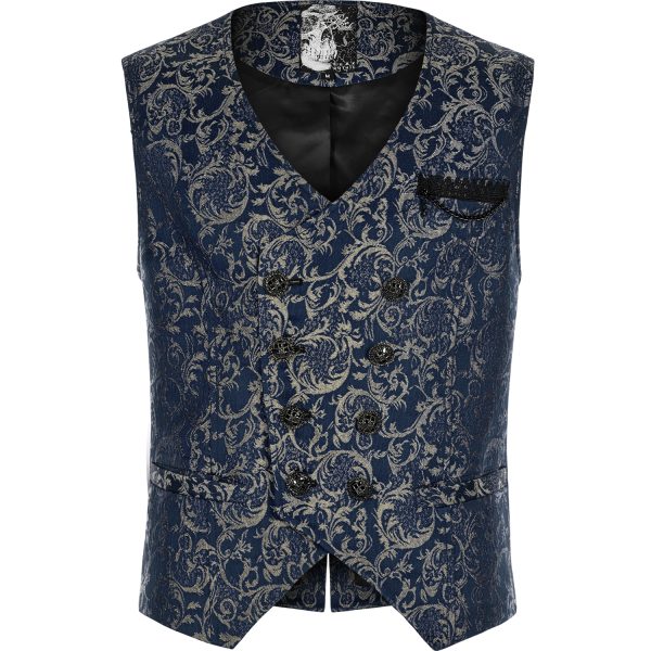 boutique PUNK RAVE Gilet ‘Lycidas’ En Jacquard Bleu 9