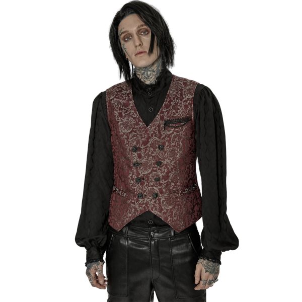 soldes ligne PUNK RAVE Gilet ‘Lycidas’ En Jacquard Rouge 3
