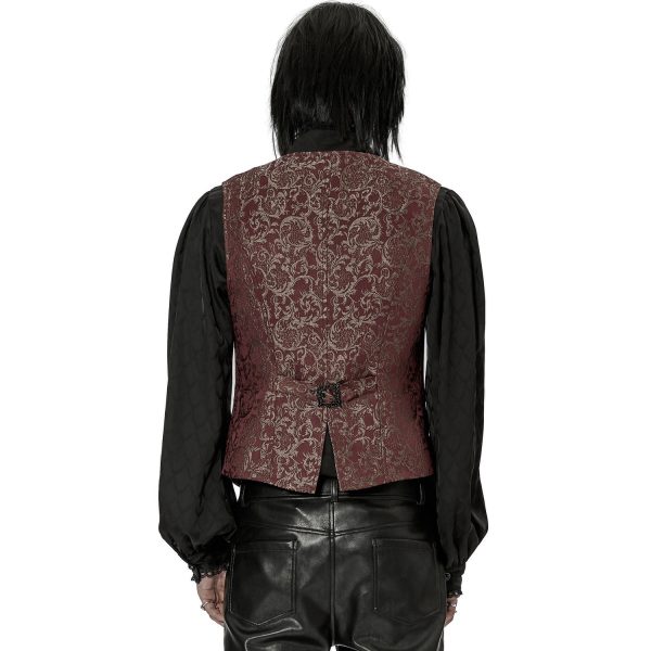 soldes ligne PUNK RAVE Gilet ‘Lycidas’ En Jacquard Rouge 4