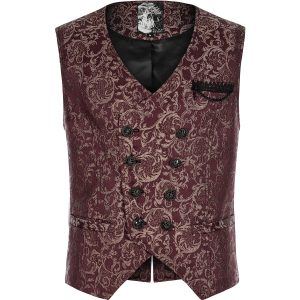 soldes ligne PUNK RAVE Gilet ‘Lycidas’ En Jacquard Rouge 27