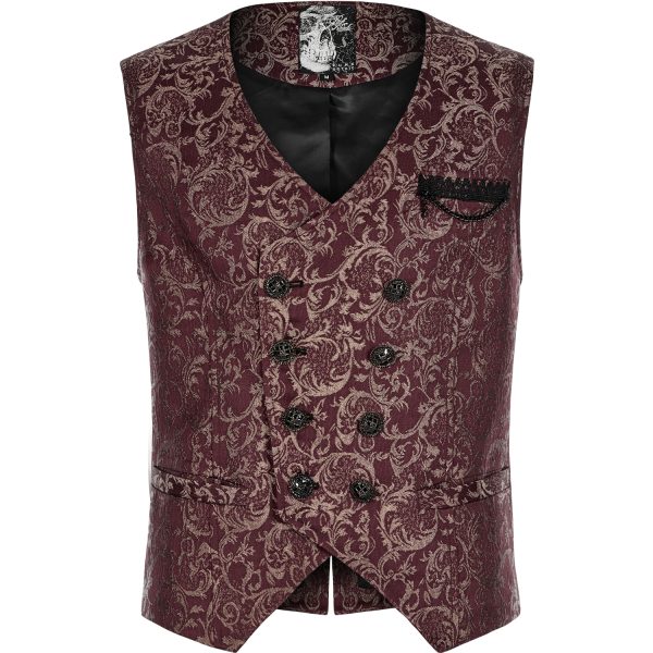 soldes ligne PUNK RAVE Gilet ‘Lycidas’ En Jacquard Rouge 8