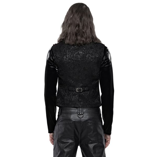 marque moins cher PUNK RAVE Gilet ‘Silvanus’ En Brocart Noir Et Velours Bordeaux 4