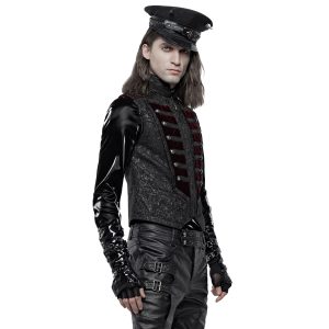 marque moins cher PUNK RAVE Gilet ‘Silvanus’ En Brocart Noir Et Velours Bordeaux 20