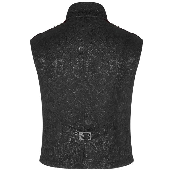 marque moins cher PUNK RAVE Gilet ‘Silvanus’ En Brocart Noir Et Velours Bordeaux 8