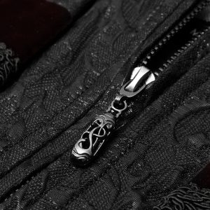 marque moins cher PUNK RAVE Gilet ‘Silvanus’ En Brocart Noir Et Velours Bordeaux 30