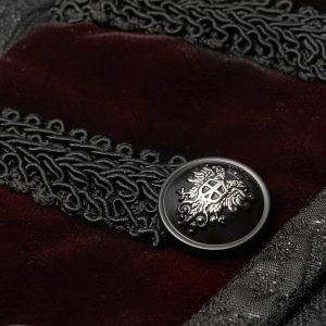 marque moins cher PUNK RAVE Gilet ‘Silvanus’ En Brocart Noir Et Velours Bordeaux 32