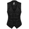 PUNK RAVE Gilet Victorien ‘Damask Gothic’ En Brocart Noir boutique pas cher 50