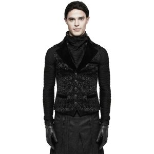 PUNK RAVE Gilet Victorien ‘Gothic Regent’ En Brocart Noir Pas Cher Magasin Soldes 15