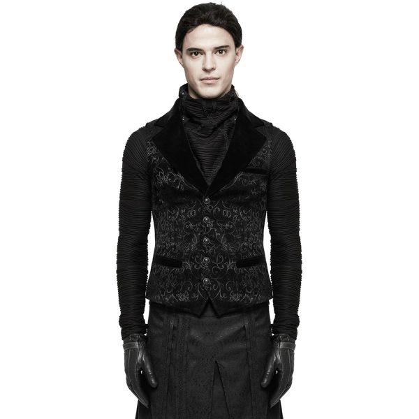 PUNK RAVE Gilet Victorien ‘Gothic Regent’ En Brocart Noir Pas Cher Magasin Soldes 3