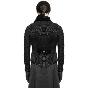 PUNK RAVE Gilet Victorien ‘Gothic Regent’ En Brocart Noir Pas Cher Magasin Soldes 17