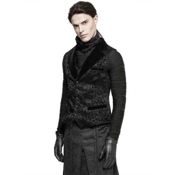 PUNK RAVE Gilet Victorien ‘Gothic Regent’ En Brocart Noir Pas Cher Magasin Soldes 5