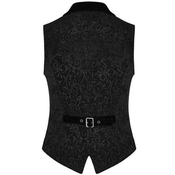 PUNK RAVE Gilet Victorien ‘Gothic Regent’ En Brocart Noir Pas Cher Magasin Soldes 7