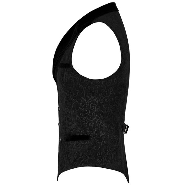 PUNK RAVE Gilet Victorien ‘Gothic Regent’ En Brocart Noir Pas Cher Magasin Soldes 8
