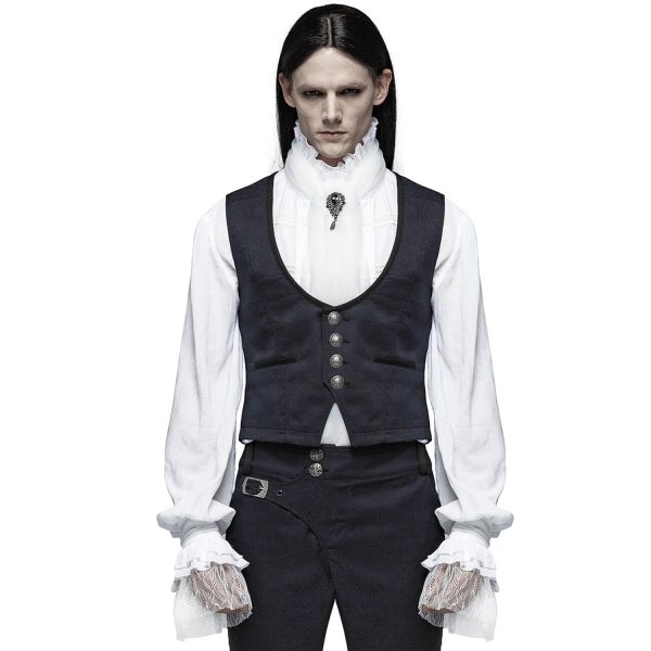 soldes PUNK RAVE Gilet Victorien ‘Hyacinthum Tenebris’ En Jacquard Bleu 3