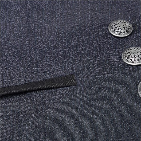 soldes PUNK RAVE Gilet Victorien ‘Hyacinthum Tenebris’ En Jacquard Bleu 13