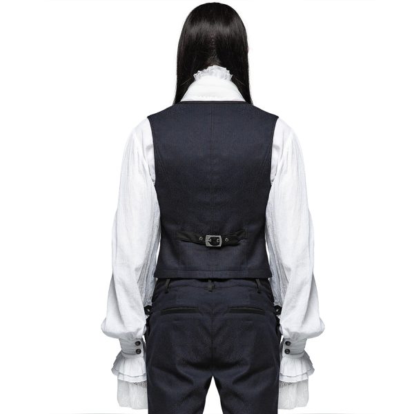 soldes PUNK RAVE Gilet Victorien ‘Hyacinthum Tenebris’ En Jacquard Bleu 4