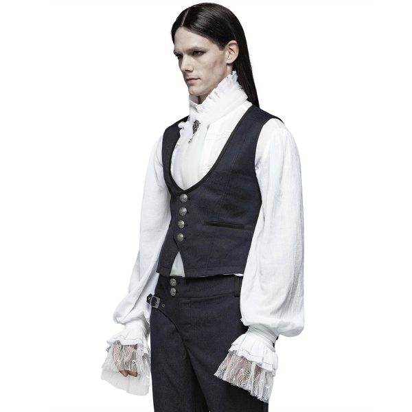 soldes PUNK RAVE Gilet Victorien ‘Hyacinthum Tenebris’ En Jacquard Bleu 5