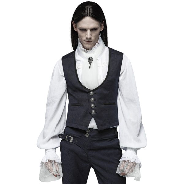 soldes PUNK RAVE Gilet Victorien ‘Hyacinthum Tenebris’ En Jacquard Bleu 6