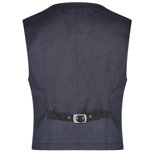 soldes PUNK RAVE Gilet Victorien ‘Hyacinthum Tenebris’ En Jacquard Bleu 8