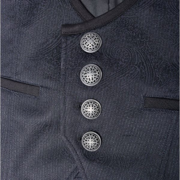 soldes PUNK RAVE Gilet Victorien ‘Hyacinthum Tenebris’ En Jacquard Bleu 10