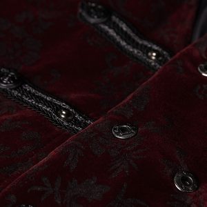 france PUNK RAVE Gilet Victorien ‘Poison Ivy’ En Brocart Bordeaux 36