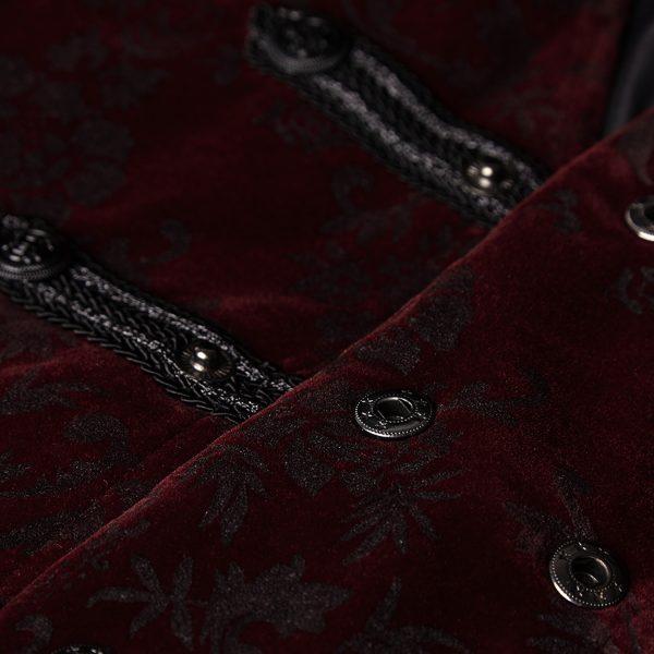 france PUNK RAVE Gilet Victorien ‘Poison Ivy’ En Brocart Bordeaux 12