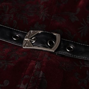 france PUNK RAVE Gilet Victorien ‘Poison Ivy’ En Brocart Bordeaux 38