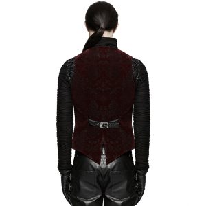 france PUNK RAVE Gilet Victorien ‘Poison Ivy’ En Brocart Bordeaux 20