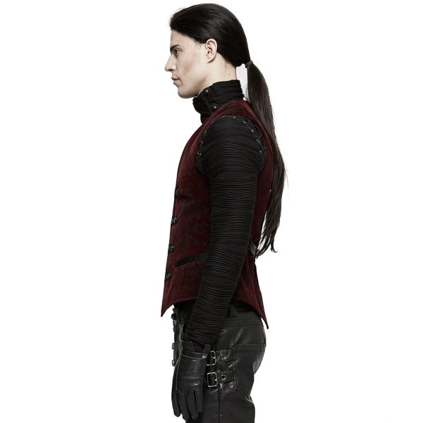 france PUNK RAVE Gilet Victorien ‘Poison Ivy’ En Brocart Bordeaux 5