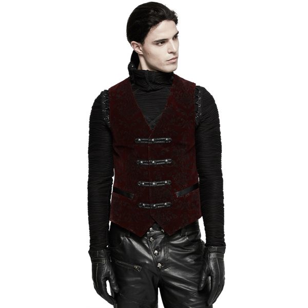 france PUNK RAVE Gilet Victorien ‘Poison Ivy’ En Brocart Bordeaux 7