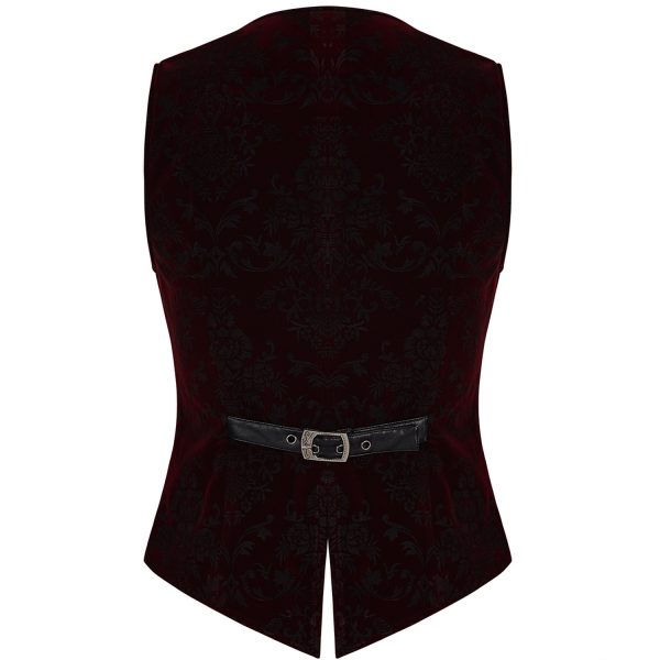 france PUNK RAVE Gilet Victorien ‘Poison Ivy’ En Brocart Bordeaux 9