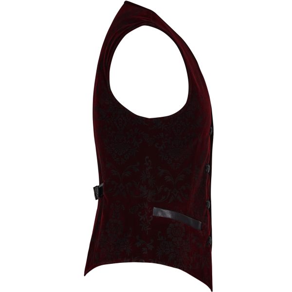 france PUNK RAVE Gilet Victorien ‘Poison Ivy’ En Brocart Bordeaux 10