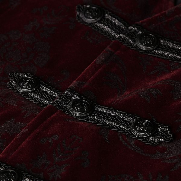 france PUNK RAVE Gilet Victorien ‘Poison Ivy’ En Brocart Bordeaux 11