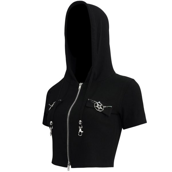 DEVIL FASHION Haut à Capuche ‘Pentagram’ Noir magasin paris 14