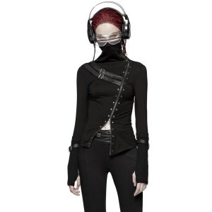 Meilleur Prix PUNK RAVE Haut à Col Roulé ‘Hegoa’ Noir 19