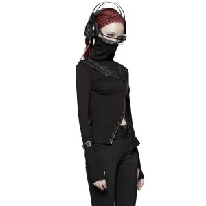 Meilleur Prix PUNK RAVE Haut à Col Roulé ‘Hegoa’ Noir 23