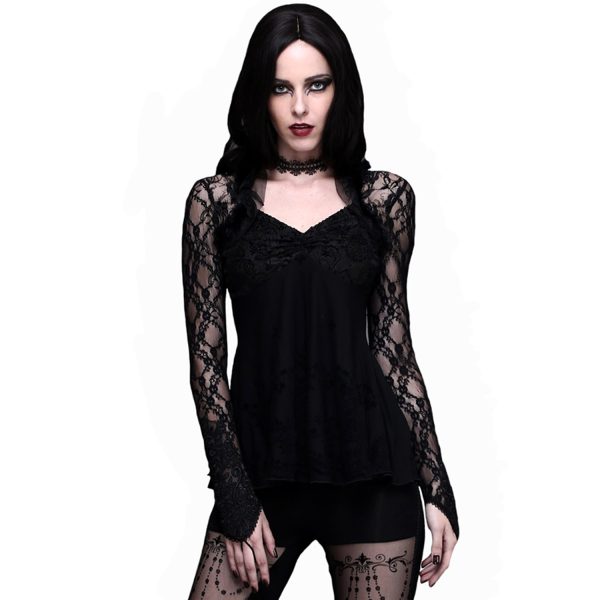 ﻿soldes DEVIL FASHION Haut à Manches Longues ‘Furia’ Noir 3