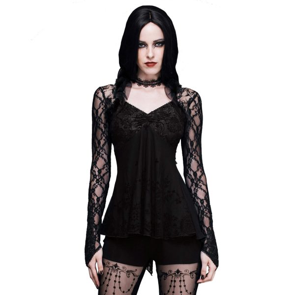 ﻿soldes DEVIL FASHION Haut à Manches Longues ‘Furia’ Noir 8