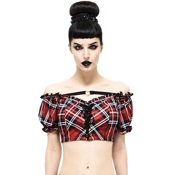 DEVIL FASHION Haut De Bikini ‘Scotish’ En Tartan Rouge officiel 3