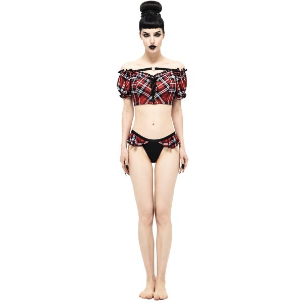 DEVIL FASHION Haut De Bikini ‘Scotish’ En Tartan Rouge officiel 9