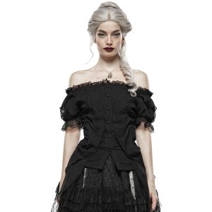 à prix imbattables Pyon Pyon Haut Gothic Lolita ‘Fleur De Lys’ Noir à Manches… 16