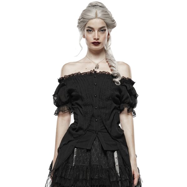à prix imbattables Pyon Pyon Haut Gothic Lolita ‘Fleur De Lys’ Noir à Manches… 3
