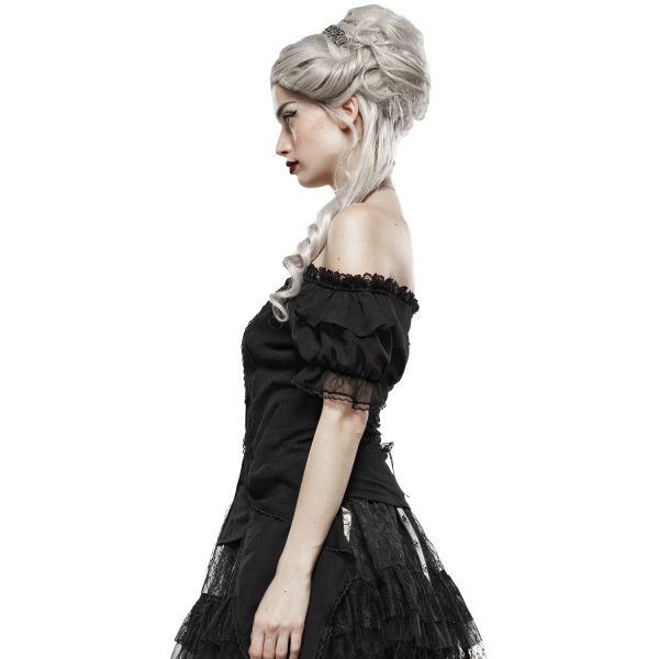 à prix imbattables Pyon Pyon Haut Gothic Lolita ‘Fleur De Lys’ Noir à Manches… 5