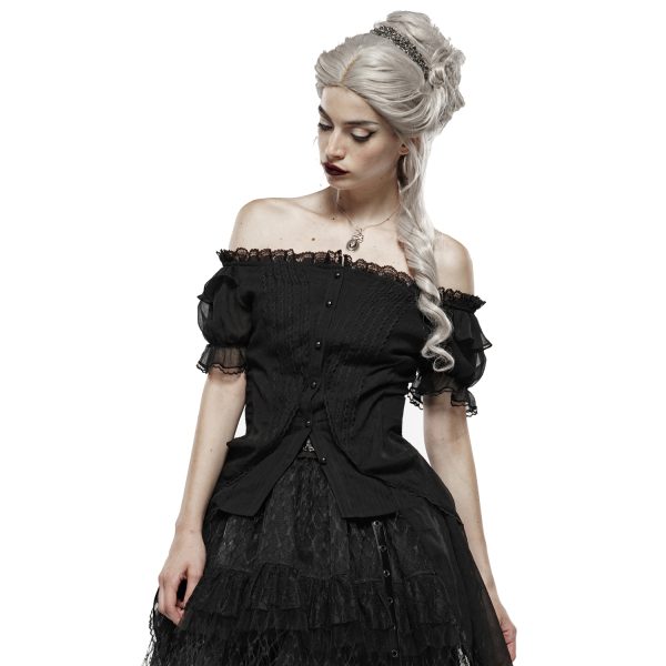à prix imbattables Pyon Pyon Haut Gothic Lolita ‘Fleur De Lys’ Noir à Manches… 6