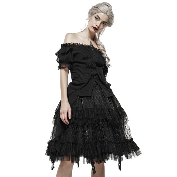 à prix imbattables Pyon Pyon Haut Gothic Lolita ‘Fleur De Lys’ Noir à Manches… 7