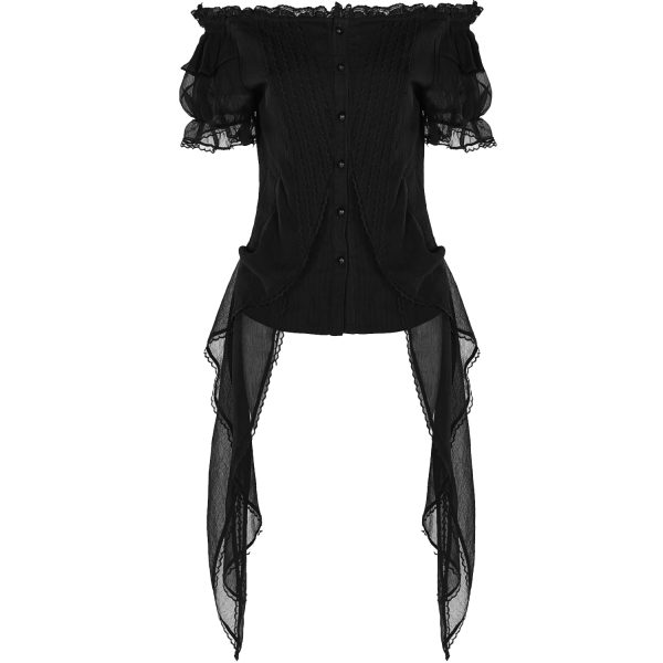 à prix imbattables Pyon Pyon Haut Gothic Lolita ‘Fleur De Lys’ Noir à Manches… 8