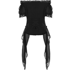 à prix imbattables Pyon Pyon Haut Gothic Lolita ‘Fleur De Lys’ Noir à Manches… 28