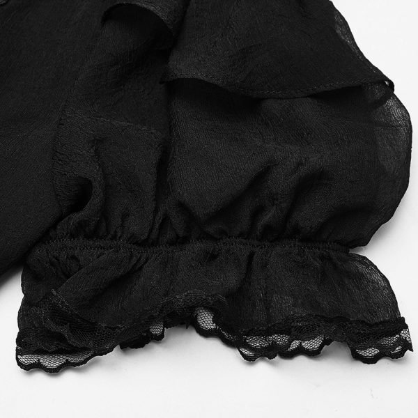 à prix imbattables Pyon Pyon Haut Gothic Lolita ‘Fleur De Lys’ Noir à Manches… 11