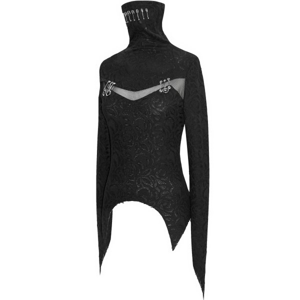 authentiques DEVIL FASHION Haut Manches Longues ‘Dark Turtleneck’ Noir 13