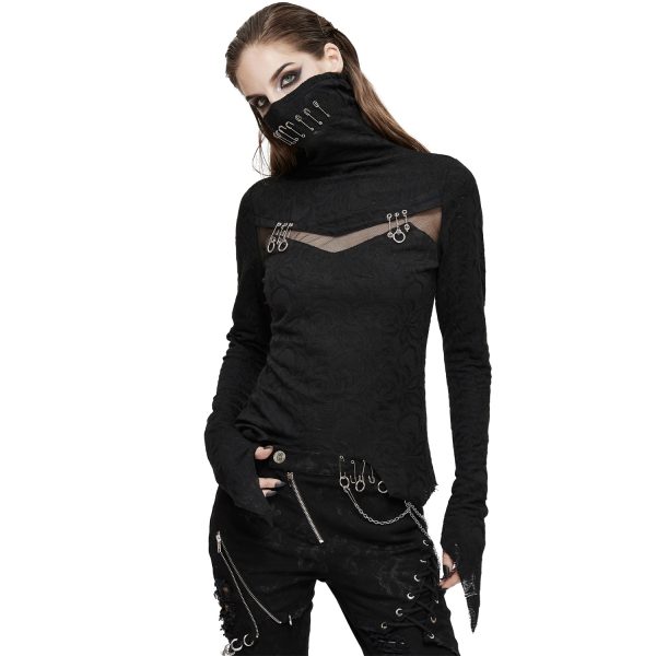 authentiques DEVIL FASHION Haut Manches Longues ‘Dark Turtleneck’ Noir 5